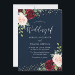 Burgundy Red & Blush Flowers Glitter Navy Wedding Invitation<br><div class="desc">Burgundy Red & Blush Flowers Glitter Navy Wedding Invitation

We also have plenty of other Invitation and collections.</div>