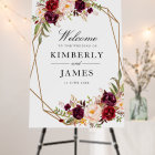 Burgundy red & blush geometric wedding sign