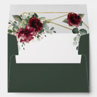 Burgundy Red Blush Gold Geometric Greenery Wedding