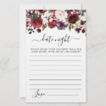 Burgundy Red Blush Pink Floral Date Night Card<br><div class="desc">A beautiful burgundy red and pink rose floral border tops this Date Night card. Coordinates with the Rosely Bridal Shower Collection.</div>