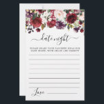 Burgundy Red Blush Pink Floral Date Night Card<br><div class="desc">A beautiful burgundy red and pink rose floral border tops this Date Night card. Coordinates with the Rosely Bridal Shower Collection.</div>