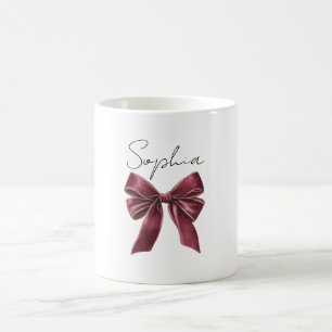 Burgundy Red Bow Coffee Mug