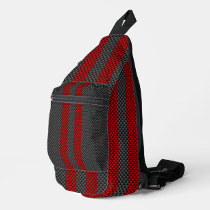 Burgundy Red Carbon Fiber Style Stripes Sling Bag