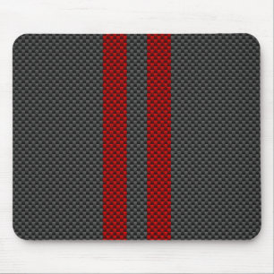 Burgundy Red Carbon Fibre Like Racing Stripes Mouse Mat