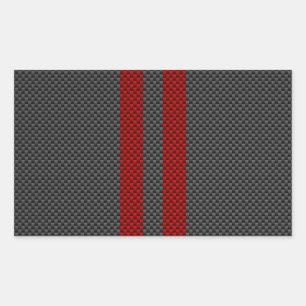 Burgundy Red Carbon Fibre Like Racing Stripes Rectangular Sticker