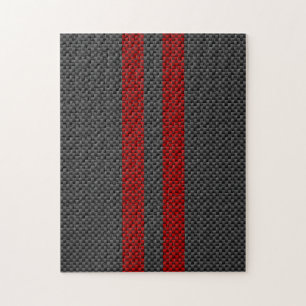 Burgundy Red Carbon Fibre Style Racing Stripes Jigsaw Puzzle