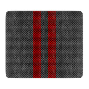 Burgundy Red Carbon Fibre Style Stripes Cutting Board