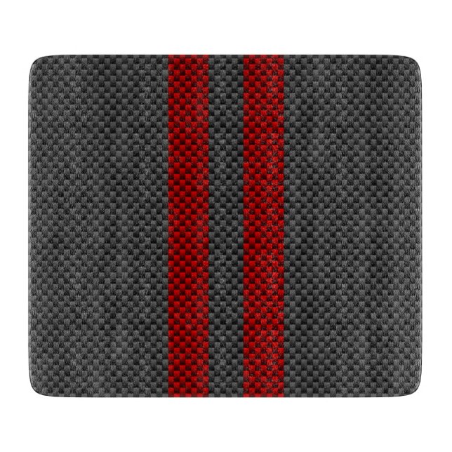 Burgundy Red Carbon Fibre Style Stripes Cutting Board (Front)