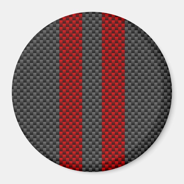 Burgundy Red Carbon Fibre Style Stripes Decor Magnet (Front)