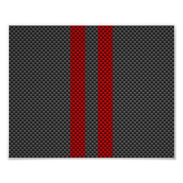 Burgundy Red Carbon Fibre Style Stripes Decor Photo Print (Front)