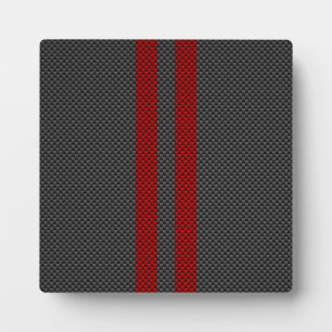 Burgundy Red Carbon Fibre Style Stripes Decor Plaque