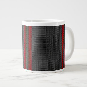 Burgundy Red Carbon Fibre Style Stripes Large Coffee Mug