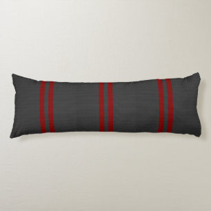 Burgundy Red Carbon Style Racing Stripes Decor Body Cushion