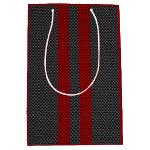 Burgundy Red Carbon Style Racing Stripes Decor Medium Gift Bag