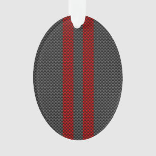 Burgundy Red Carbon Style Racing Stripes Decor Ornament