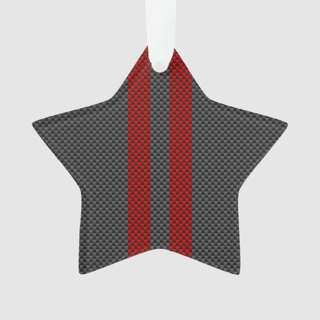 Burgundy Red Carbon Style Racing Stripes Decor Ornament (Front)