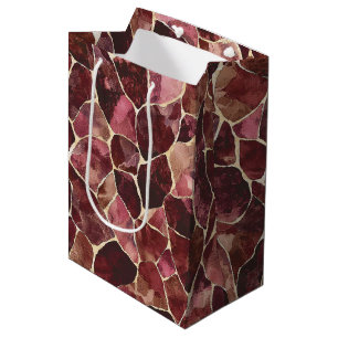 Burgundy Red Chic Abstract Bridal Shower Medium Gift Bag