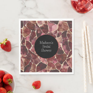 Burgundy Red Chic Abstract Bridal Shower Napkin