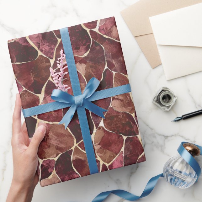 Burgundy Red Chic Abstract Bridal Shower Wrapping Paper (Gifting)