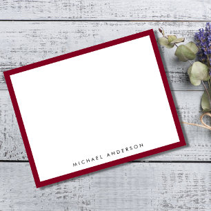 Burgundy Red Classic Border Correspondence      Card