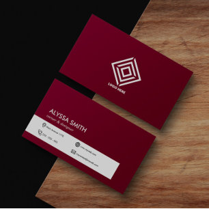 Burgundy Red Custom Elegant Simple Personalised Business Card