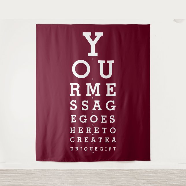 Burgundy Red Custom Eyesight Test Photo Backdrop Tapestry (Front)