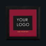 Burgundy Red Customisable Business Add Your Logo  Gift Box<br><div class="desc">Add your logo or image to this modern, elegant burgundy red design. You can simply add your company logo, image, or personal photo. Editable logo or photo business or individual personal gift for a friend, co-worker, or anyone else. Customisable company business employee staff modern design. Customisable logo modern business gifts....</div>