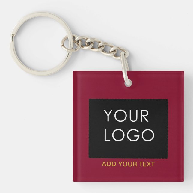 Burgundy Red Customisable Business Add Your Logo   Key Ring (Front)