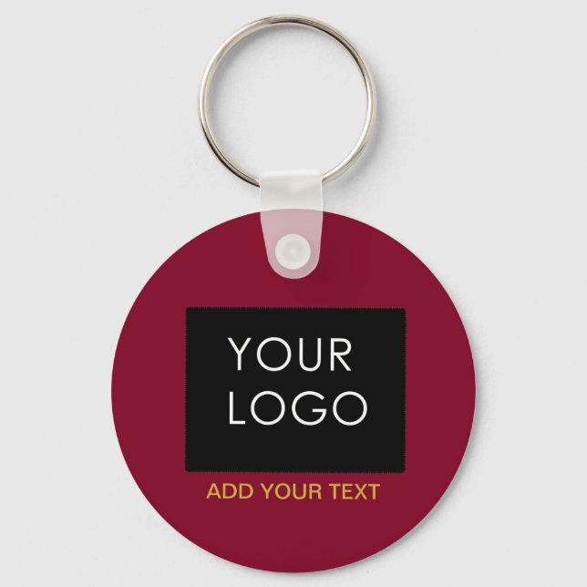 Burgundy Red Customisable Business Add Your Logo   Key Ring (Front)