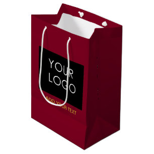 Burgundy Red Customisable Business Add Your Logo Medium Gift Bag