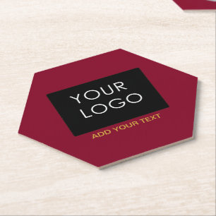 Burgundy Red Customisable Business Add Your Logo Paper Coaster