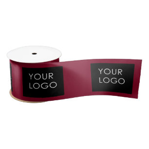 Burgundy Red Customisable Business Add Your Logo   Satin Ribbon