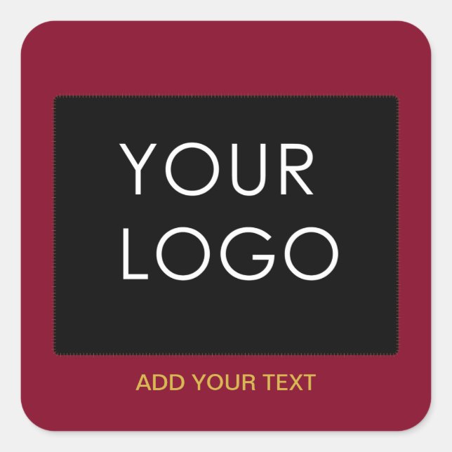 Burgundy Red Customisable Business Add Your Logo Square Sticker (Front)