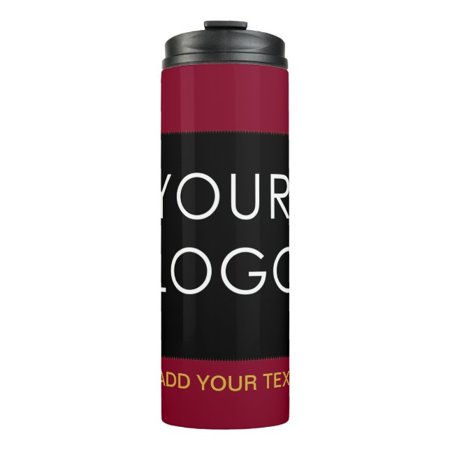 Burgundy Red Customisable Business Add Your Logo  Thermal Tumbler (Front)