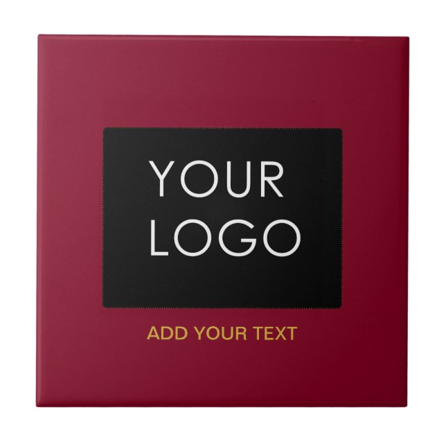 Burgundy Red Customisable Business Add Your Logo Tile (Front)