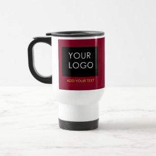 Burgundy Red Customisable Business Add Your Logo  Travel Mug