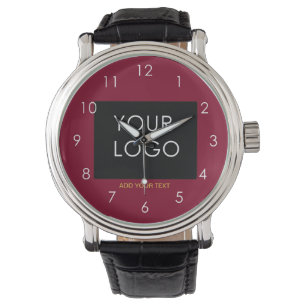 Burgundy Red Customisable Business Add Your Logo Watch