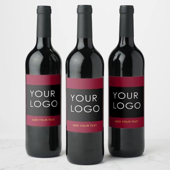Burgundy Red Customisable Business Add Your Logo  Wine Label (Bottles)