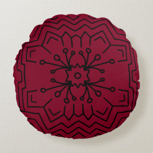 Burgundy red deco round cushion