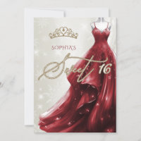 Burgundy Red Dress Snowflakes Winter Sweet 16