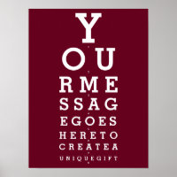 Burgundy Red Eyesight Chart Custom Message