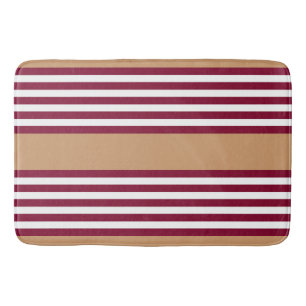 Burgundy red five stripes pattern bath mat
