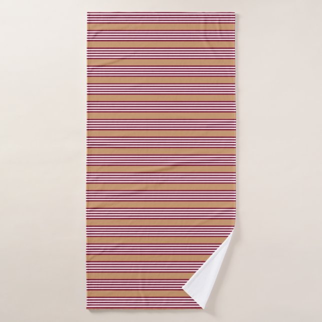 Burgundy red five stripes pattern bath towel (Bath Towel)