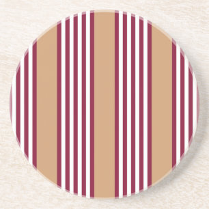 Burgundy red five stripes pattern coaster