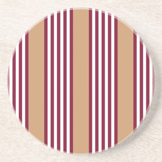 Burgundy red five stripes pattern coaster (Front)