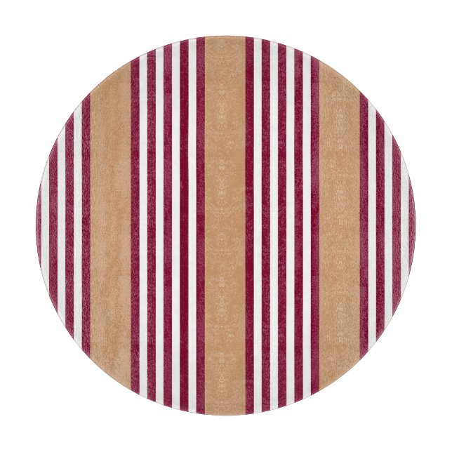 Burgundy red five stripes pattern cutting board (Front)