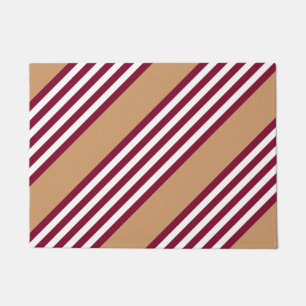 Burgundy red five stripes pattern doormat