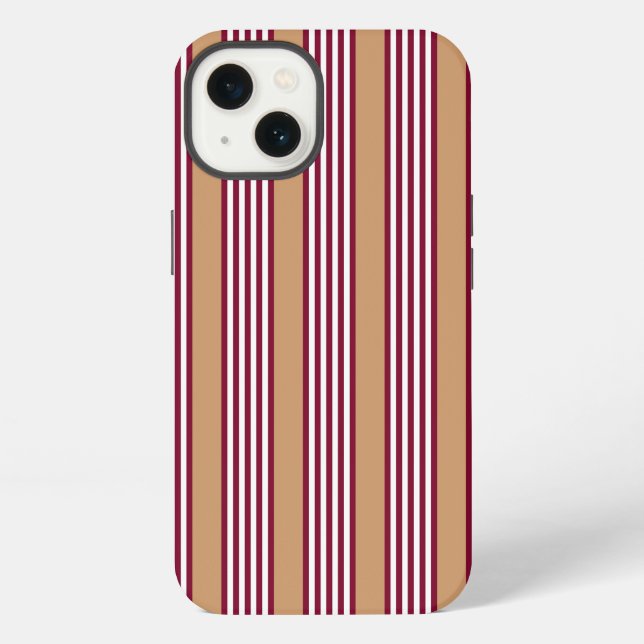 Burgundy red five stripes pattern iPhone case (Back)