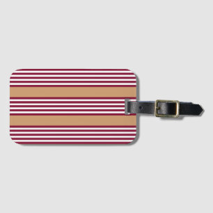 Burgundy red five stripes pattern luggage tag