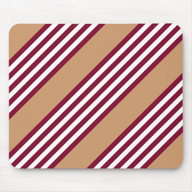 Burgundy red five stripes pattern mouse mat (Front)